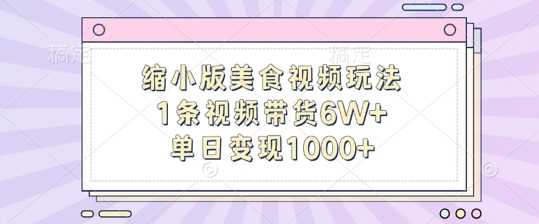 缩小版美食视频玩法，1条视频带货6W+，单日变现1k-117资源网