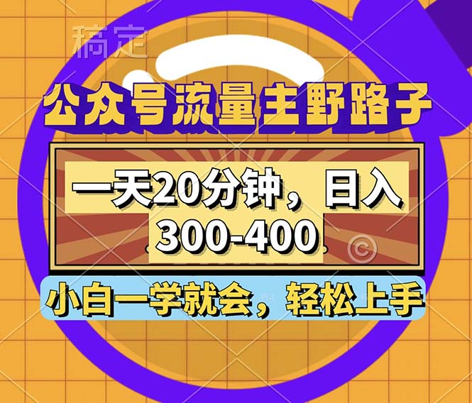 （12866期）公众号流量主野路子玩法，一天20分钟，日入300~400，小白一学就会-117资源网