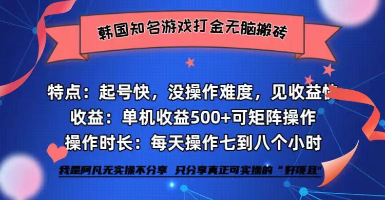 （12852期）韩国知名游戏打金无脑搬砖单机收益500+-117资源网