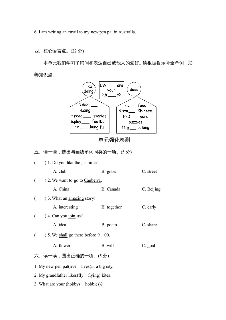 图片[2]-六年级英语上册Unit4单元知识梳理卷（人教版PEP）-117资源网