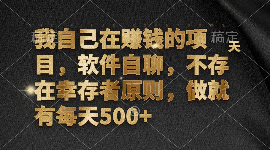 （12956期）我自己在赚钱的项目，软件自聊，不存在幸存者原则，做就有每天500+-117资源网