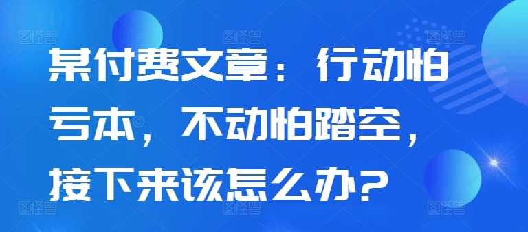 某付费文章：行动怕亏本，不动怕踏空，接下来该怎么办?-117资源网