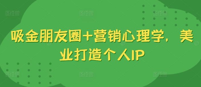 吸金朋友圈+营销心理学，美业打造个人IP-117资源网