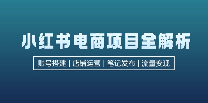 （12915期）小红书电商项目全解析，包括账号搭建、店铺运营、笔记发布  实现流量变现-117资源网