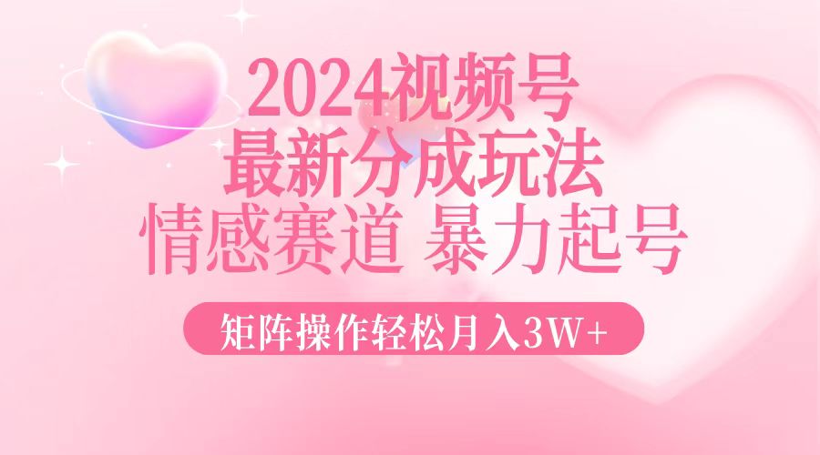 （12922期）2024最新视频号分成玩法，情感赛道，暴力起号，矩阵操作轻松月入3W+-117资源网