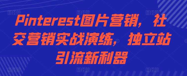 Pinterest图片营销，社交营销实战演练，独立站引流新利器-117资源网