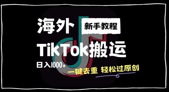 2024最新海外TikTok搬运玩法，一键去重轻松过原创，新手无经验也能日入1k【揭秘】-117资源网