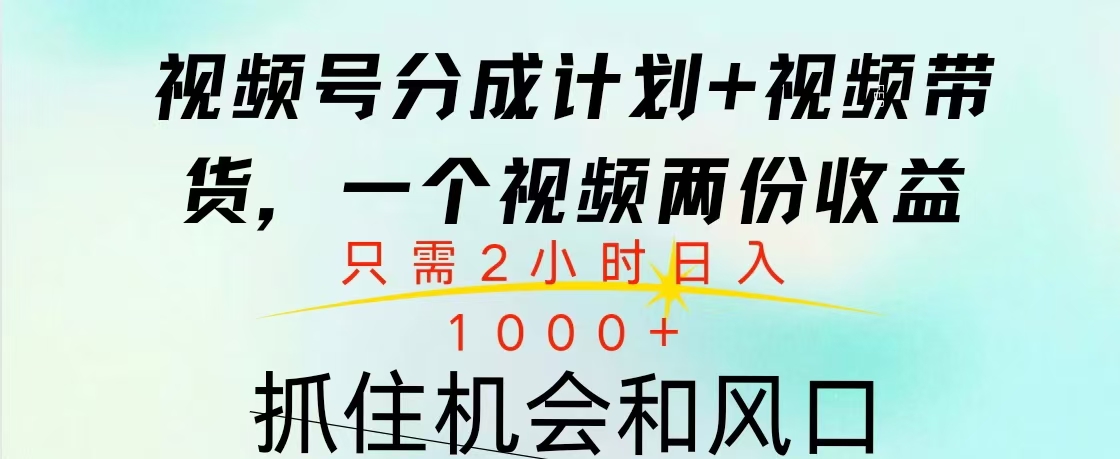 视频号橱窗带货， 10分钟一个视频， 2份收益，日入1000+-117资源网