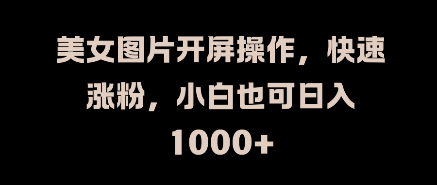 美女图片开屏操作，快速涨粉，小白也可日入1000+-117资源网