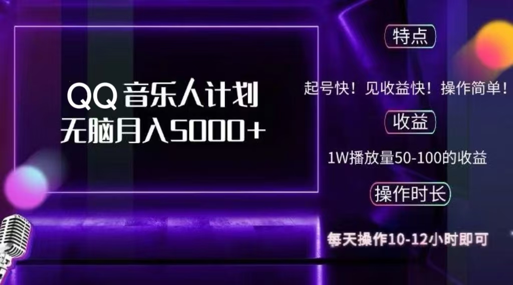 2024 QQ音乐人计划，轻松月入5000+，纯无脑操作，可批量放大操作-117资源网