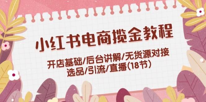 小红书电商揽金教程：开店基础/后台讲解/无货源对接/选品/引流/直播(18节)-117资源网