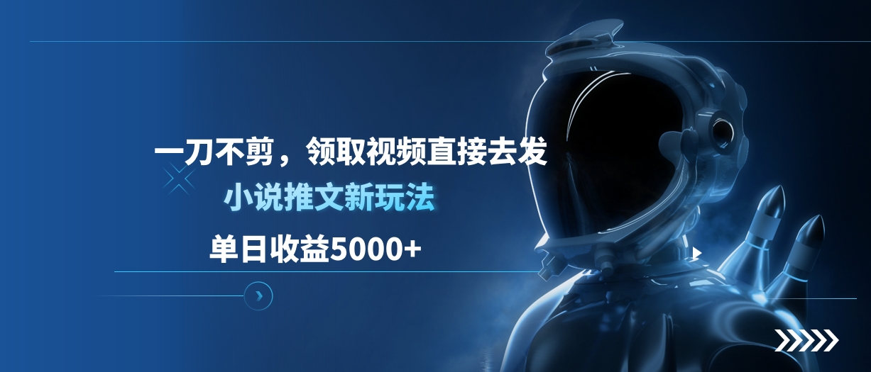 单日收益5000+，小说推文新玩法，一刀不剪，领取视频直接去发-117资源网