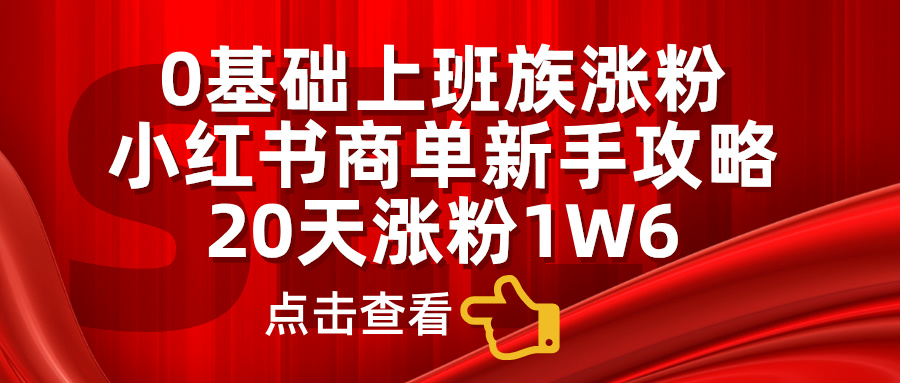 小红书商单新手攻略，20天涨粉1.6w，0基础上班族涨粉-117资源网