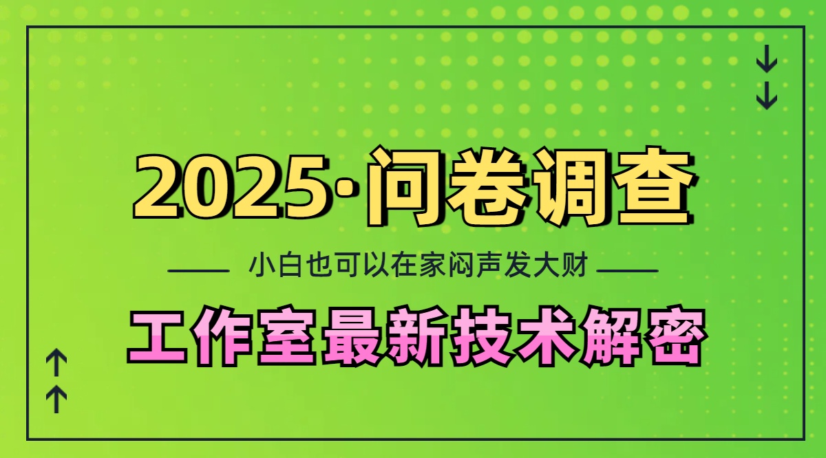 2025《问卷调查》最新工作室技术解密：一个人在家也可以闷声发大财，小白一天200+，可矩阵放大-117资源网