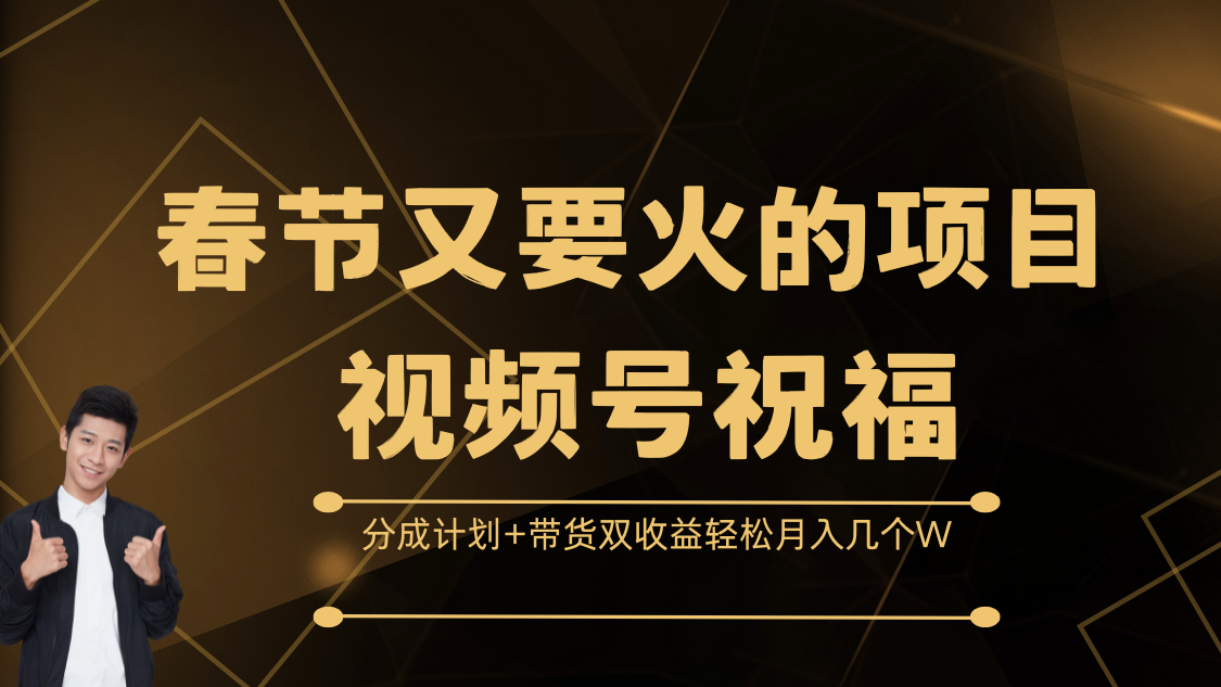 春节又要火的项目，视频号祝福，分成计划+带货双收益，轻松月入几个W-117资源网