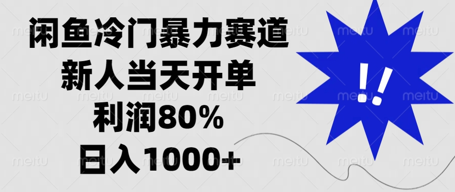 闲鱼冷门暴力赛道，利润80%，日入1000+新人当天开单，-117资源网