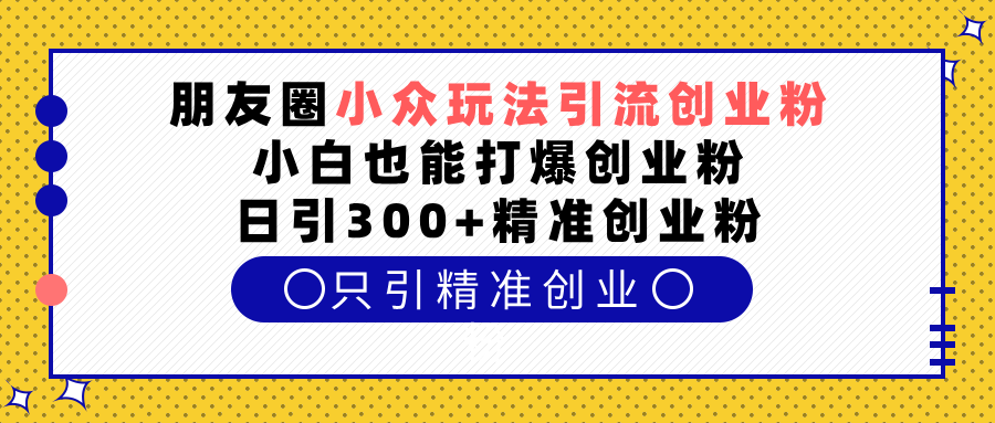 朋友圈小众玩法引流创业粉，小白也能打爆创业粉，日引300+精准创业粉-117资源网