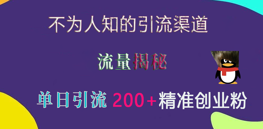 不为人知的引流渠道，流量揭秘，实测单日引流200+精准创业粉-117资源网