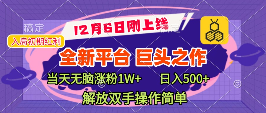 全新引流平台，巨头之作，当天无脑涨粉1W+，日入现500+，解放双手操作简单-117资源网